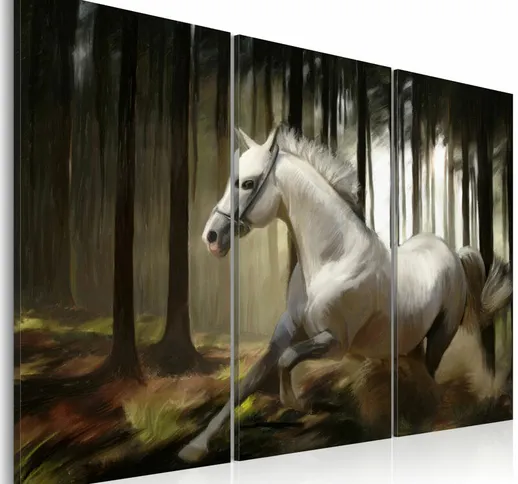 Quadro - Cavallo bianco tra gli alberi - 60x40