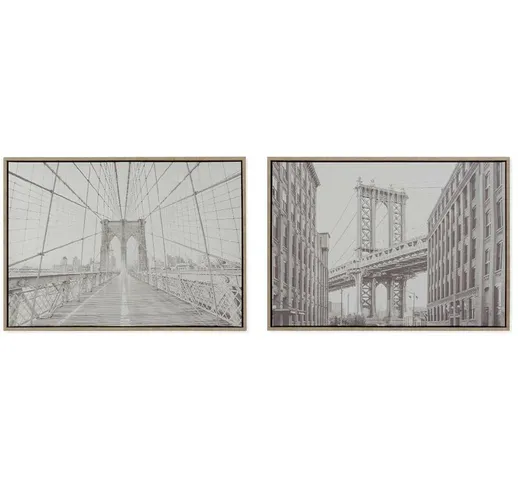 Quadro Bridge New York (2 pcs) (50 x 4.3 x 70 cm) - Dkd Home Decor