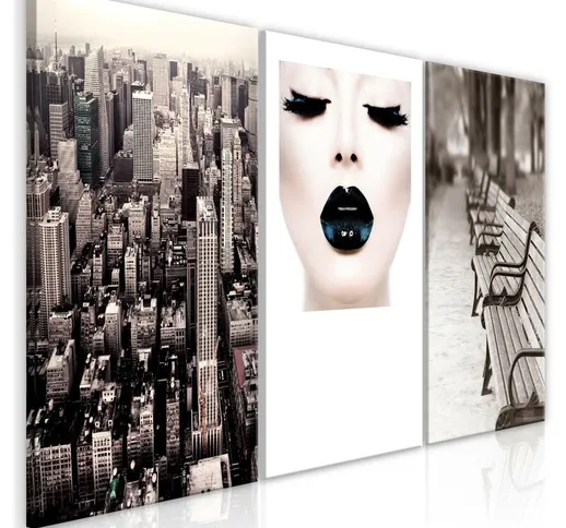Quadro stampa su tela - Faces of City (3 Parts) | 120x60