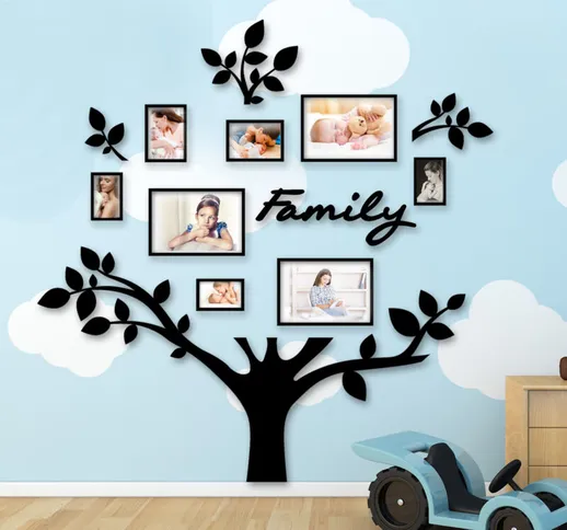 Quadro foto di Famiglia albero della vita nero - Nero