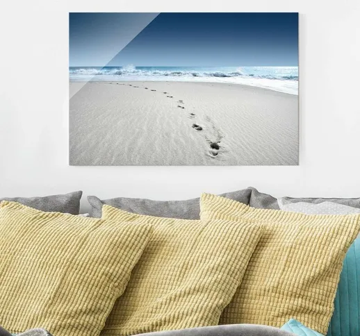 Quadro in vetro - Footprints in the sand - Orizzontale 2:3 Dimensione H×L: 80cm x 120cm