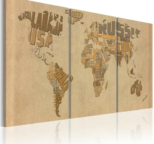 Quadro stampa su tela - Mappa del mondo in beige e marrone | 120x60