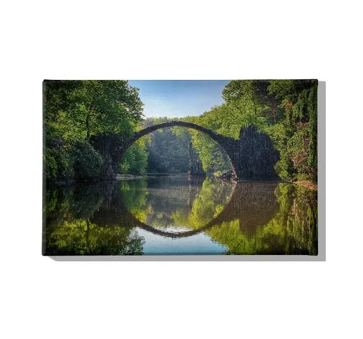 Quadro Ponte - Natura E Paesaggi - per Soggiorno, Camera - Multicolore in Poliestere, Legn...