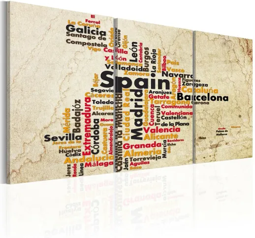 Quadro stampa su tela - Spagna: mappa dai colori della bandiera nazionale | 120x60