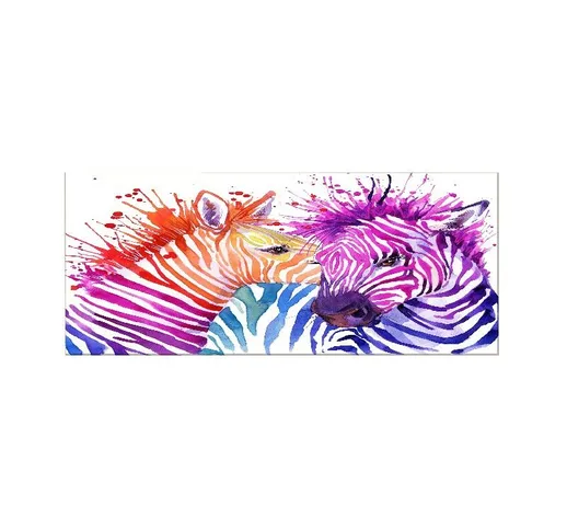Quadro Zebra - Animali - per Soggiorno, Camera - Multicolore in Poliestere, Legno, 70 x 3...