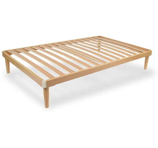 Rete letto in legno 130x195 altezza 54 cm 14 doghe in Faggio 100% prima scelta - Qualydorm