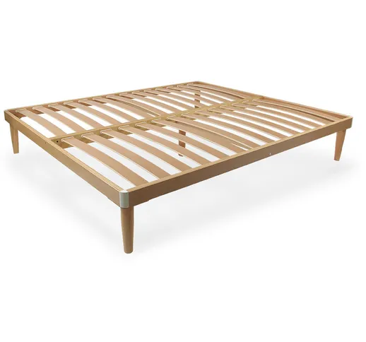 Rete letto in legno 160x185 altezza 52 cm 14 doghe in Faggio 100% prima scelta - Qualydorm