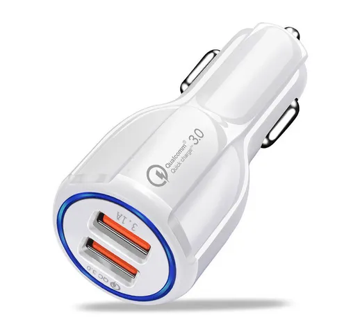 Quick Charge 3.0, caricabatteria per auto, caricabatterie rapido a doppia porta da 3,1 a,...