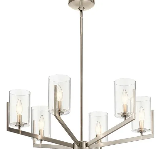 Elstead Lighting - Quintatesse Kronleuchter Nye E14 40W Acciaio, stagno Glass Clear h: 26,...