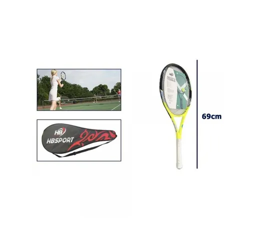 Trade Shop Traesio - Trade Shop - Racchetta Tennis 69cm Gialla Bianca Resistente Allenamen...