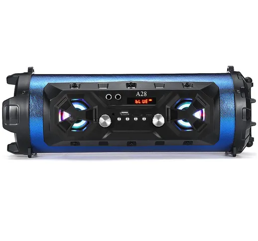 Radio LED e altoparlante stereo Bluetooth portatile senza fili Super Bass HIFI AUX FM Blu