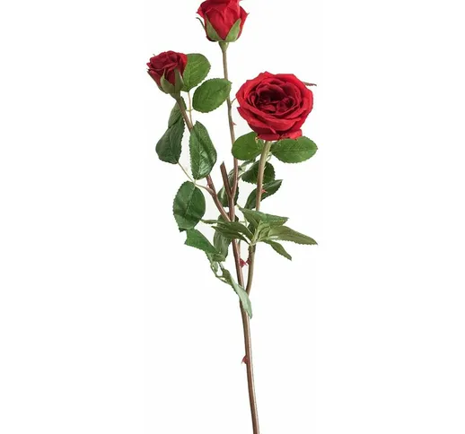 Giordanoshop - Set 3 Ramo con 3 Rose Artificiali Altezza 74 cm Rosso