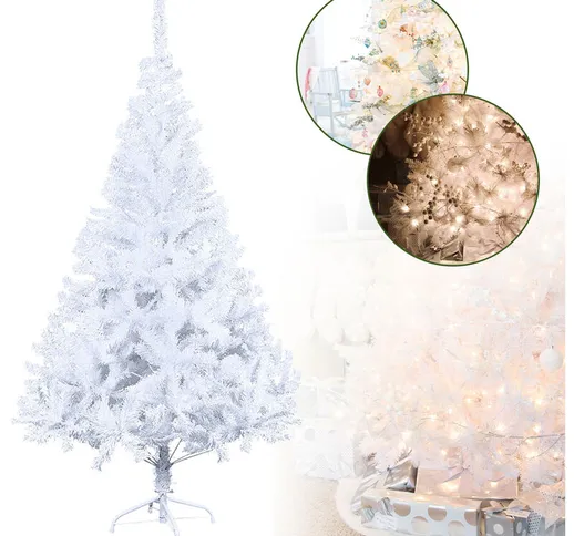 Albero di Natale artificiale, albero abete, tronco bianco, materiale in pvc, incluso suppo...