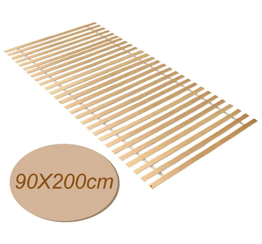 Randaco Rete a Doghe Singola 90 x 200 cm–28 Doghe–Extra Solida in Legno Massello di Betull...