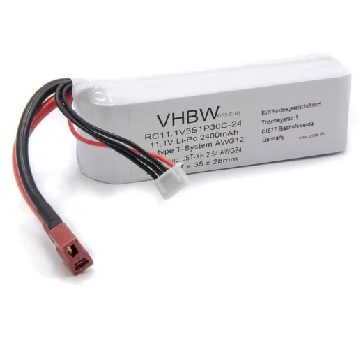 Vhbw - RC LiPo Batteria 11.1V 2400mAh Li-polimero per auto da corsa, elicotteri, diversi a...