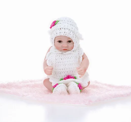 Reborn Baby Doll Girl Baby Bath Toy Full Silicone Body Eye Open Baby doll con vestiti 10 p...