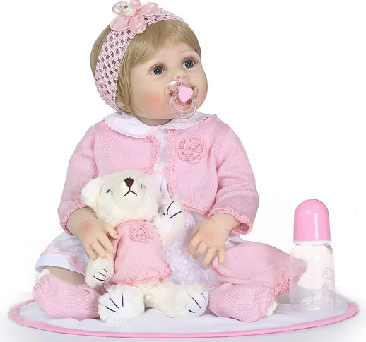 Reborn Baby Girl Doll 22 pollici Soft Full Silicone Vinyl Body Realistico Toddler Doll Pla...