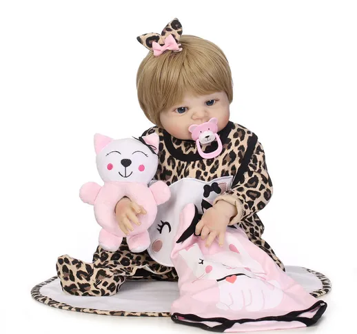 Reborn Baby Girl Doll 22 pollici Soft Full Silicone Vinyl Body Realistico Toddler Doll Pla...