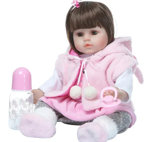 Reborn Real Life Baby Doll Girl 19 'Baby Art Doll con bottiglia di ciuccio Ideale per bamb...