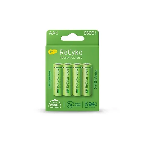 ReCyko+ Paco di 4 batterie ricaricabili serie aa 2600, NiMH, min. 2600mAh