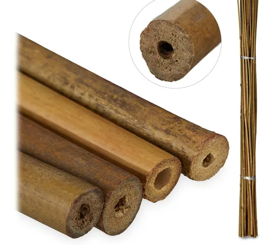 Canne di Bambù 90 cm, Set 25 Bastoni HxD 90x1 cm, Sostegno per Piante Rampicanti o Decoraz...
