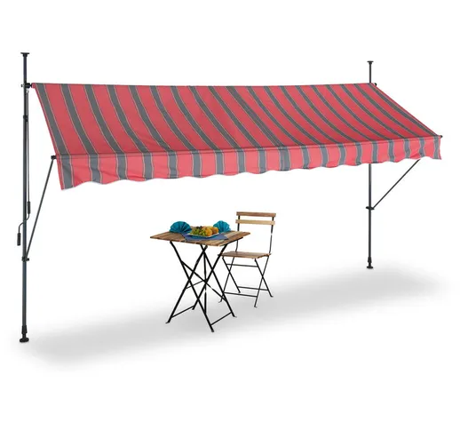 Tenda da Sole, Larga 350 cm, Protezione per il Balcone, Altezza Regolabile, Senza Fori, Ma...