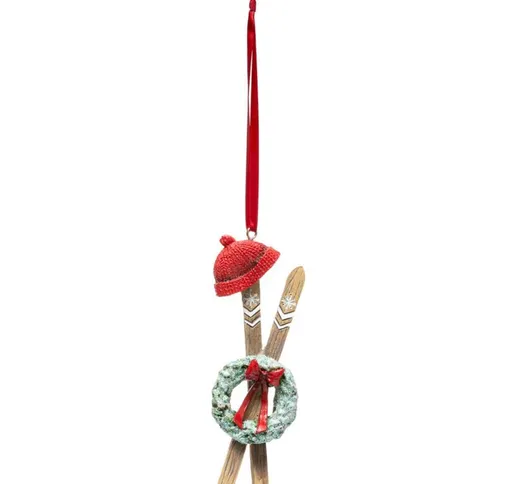 Resina natale soggetto ski bonnet corte 14 cm Feeric Lights&christmas Multicolore