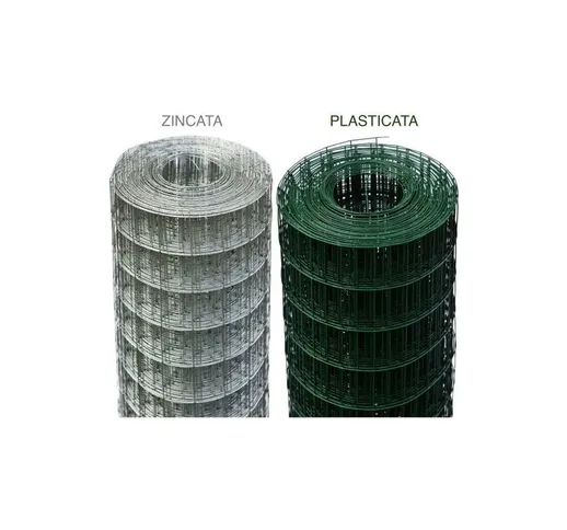 Rete Recinzione Elettrosaldata Metallica Plasticata verde maglia 50X75 mm H:150 cm Rotolo...