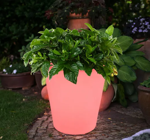 Rgb led luce solare vaso di fiori design decorazione del giardino scatola di piante lampad...