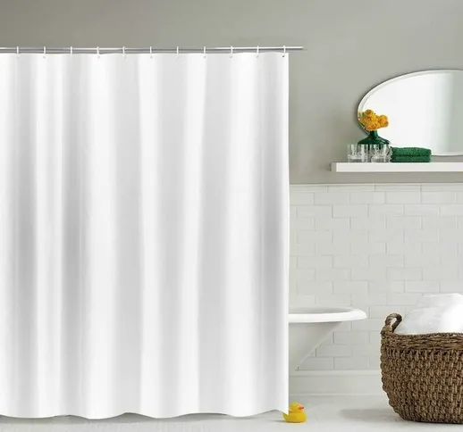 Tenda da doccia larga bianca e stretta per piccole vasche da bagno, tenda da bagno in tess...