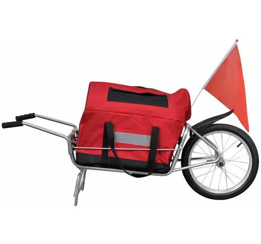Destockoutils - Rimorchio bicicletta con una ruota e borsa - Rosso