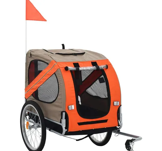Rimorchio per bici per cani - Forte e durevole - Alta qualità - Grigio arancione