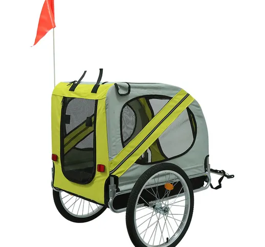 Yongqing - Rimorchio per bici per cani giallo e grigio - Jaune-gris