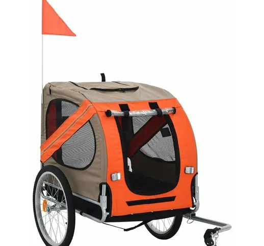 Rimorchio per Bicicletta per Cani, Grigio arancio 137 x 90 x 73cm