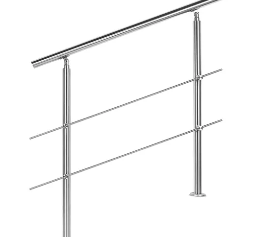 Ringhiera per scale in acciaio inossidabile spazzolato 2 traverse 80cm Corrimano scala