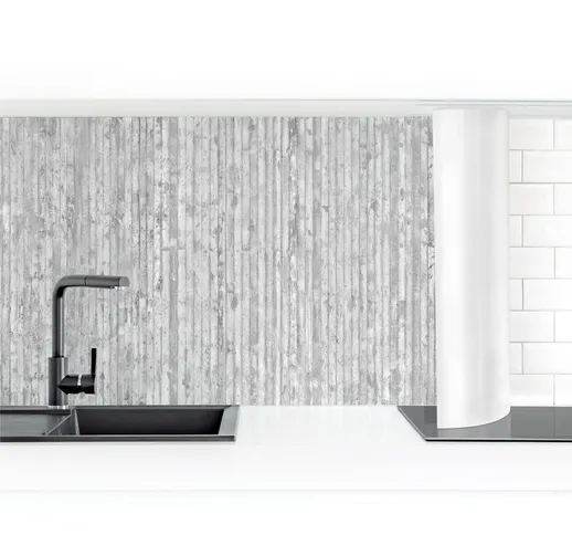 Rivestimento cucina - Concrete Look Wallpaper With Stripes Dimensione H×L: 80cm x 300cm Ma...