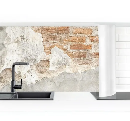 Rivestimento cucina - Shabby Brick Wall Dimensione H×L: 80cm x 250cm Materiale: Magnetico