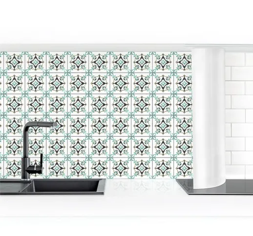 Rivestimento cucina - Backsplash Brown-Turquoise Dimensione H×L: 60cm x 400cm Materiale: M...