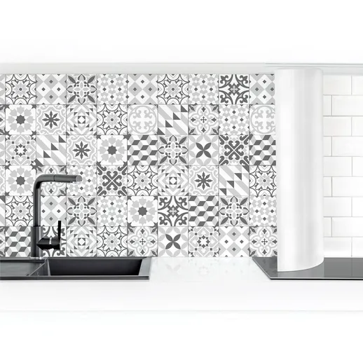 Micasia - Rivestimento cucina - Geometric Tiles Micm x Gray Dimensione HxL: 60cm x 200cm M...