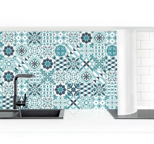 Rivestimento cucina - Geometric Tiles Micm x Turquoise Dimensione HxL: 80cm x 350cm Materi...