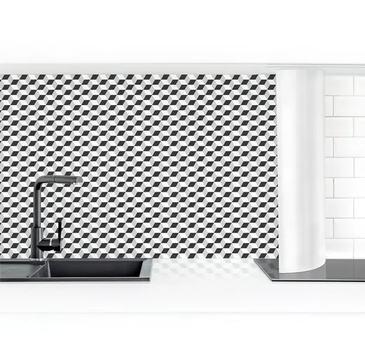 Rivestimento cucina - Geometric Tiles Micm x Cube Black Dimensione H×L: 60cm x 200cm Mater...