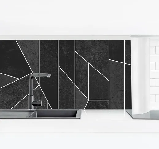 Rivestimento cucina - Bianco e nero geometrico Acquarello Dimensione H×L: 60cm x 210cm Mat...