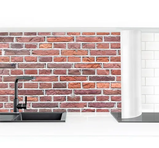 Rivestimento cucina - Brick Wallpaper Amsterdam Red Dimensione H×L: 80cm x 350cm Materiale...