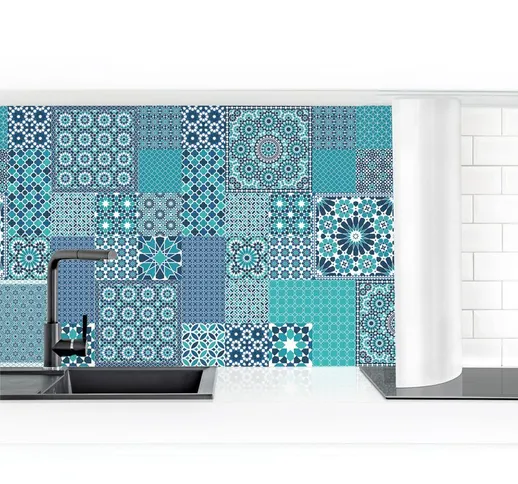 Rivestimento cucina - Moroccan Mosaic Tiles Turquoise Dimensione H×L: 80cm x 350cm Materia...