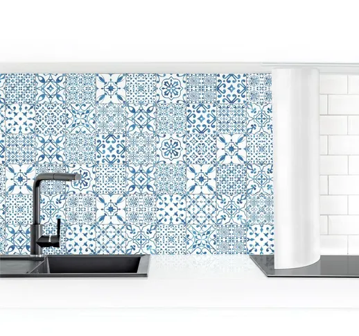 Rivestimento cucina - Pattern Tiles Blue White Dimensione H×L: 80cm x 250cm Materiale: Mag...