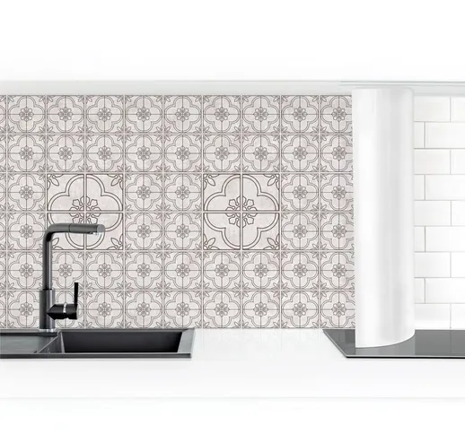 Rivestimento cucina - Tile Pattern Lagos Gray Dimensione H×L: 80cm x 350cm Materiale: Prem...