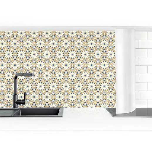 Rivestimento cucina - Oriental Pattern With Yellow Stars Dimensione H×L: 60cm x 100cm Mate...