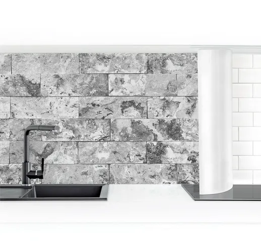 Rivestimento cucina - Stone Wall Natural Marble Gray Dimensione H×L: 80cm x 250cm Material...