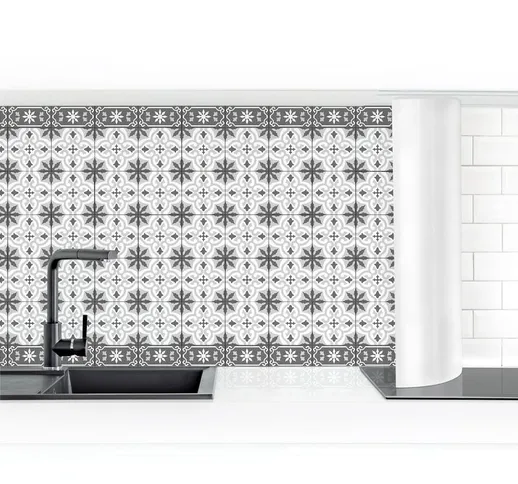 Rivestimento cucina - Geometric Tiles Micm x Cross Gray Dimensione H×L: 60cm x 200cm Mater...
