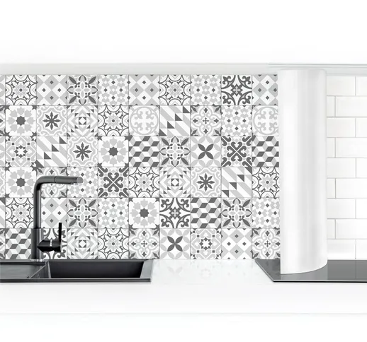 Rivestimento cucina - Geometric Tiles Micm x Gray Dimensione H×L: 80cm x 250cm Materiale:...